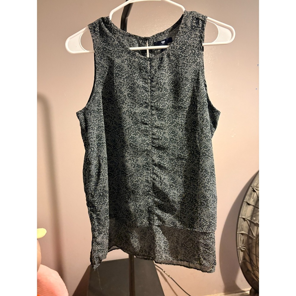 GAP - Black Paisley Lace Print Sleeveless Blouse‎ Sz S